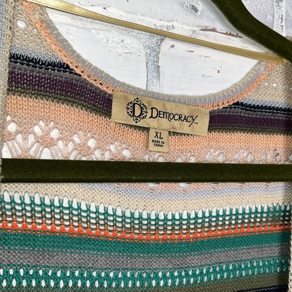 DEMOCRACY | Knit Striped Vest Long Kimono Duster XL - Picture 2 of 5